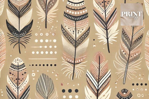 Download Bohemian Feather Pattern in Soft Tones - Premium Bundle
